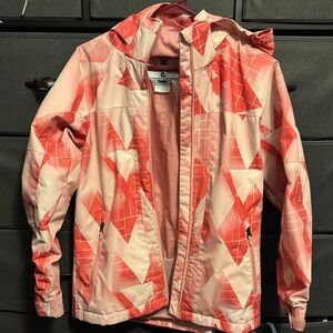 Columbia Pink and Red Patterned Hooded Jacket